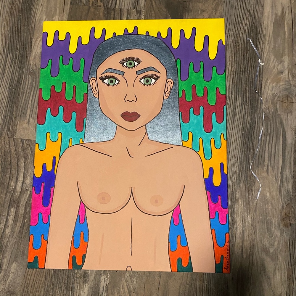 trippy alien girl painting